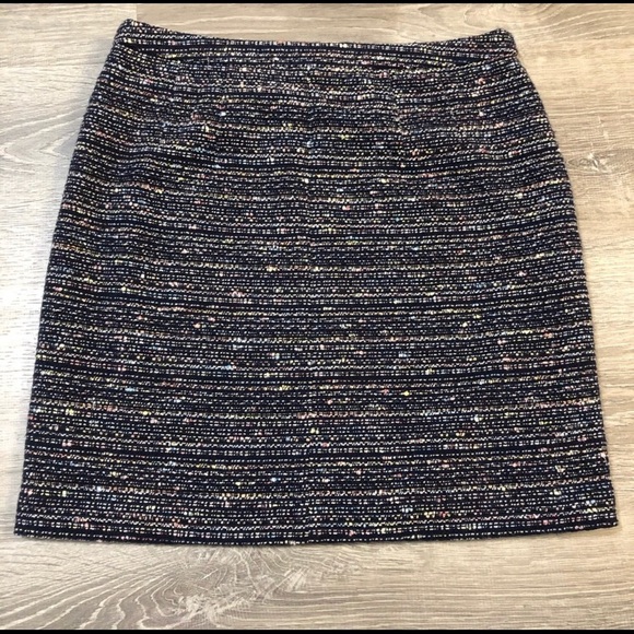 Ann Taylor Loft Navy Tweed Mini Skirt - Picture 2 of 8
